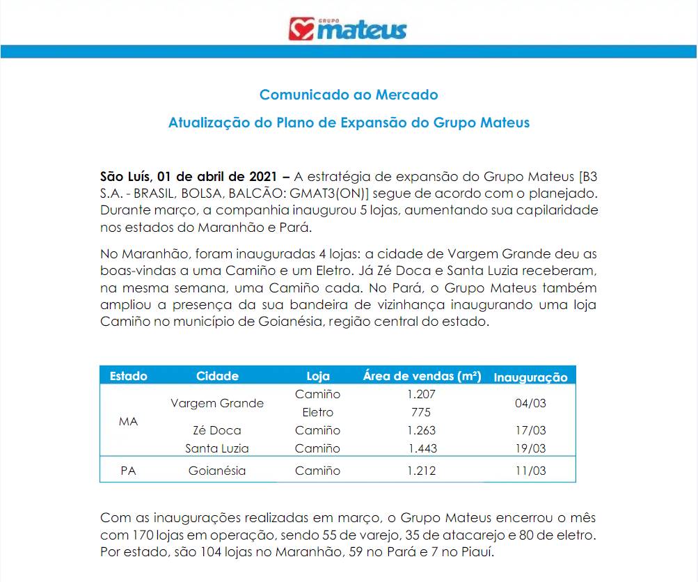 grupo mateus curriculo nota oficial
